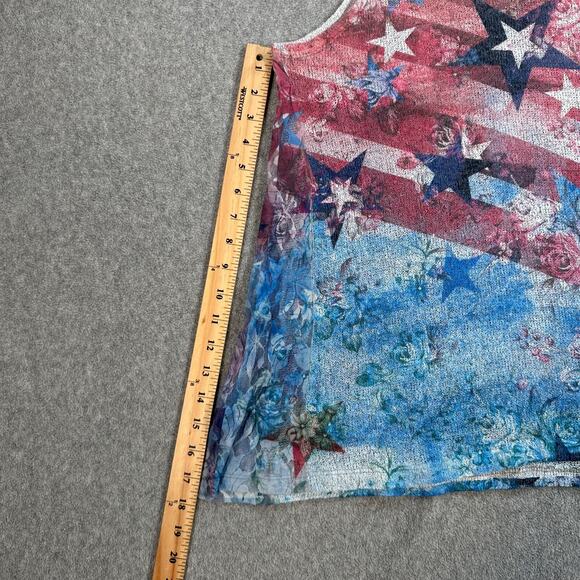 Vocal USA Tank Top Womens Large Red Blue USA American Flag Stars & Stripes Knit - Picture 6 of 8